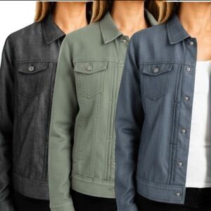 Tahari Lyocell Pintuck Jacket in Green/Black/Blue-Gray Size Medium NEW